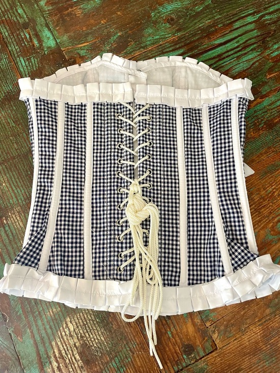 Fredericks of Hollywood Vintage Black & White Gingham Corset Large - Picture 3 of 6